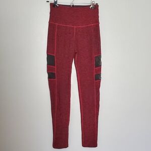Beyond Yoga Black and Red Leggings Sheer Panels Size Small